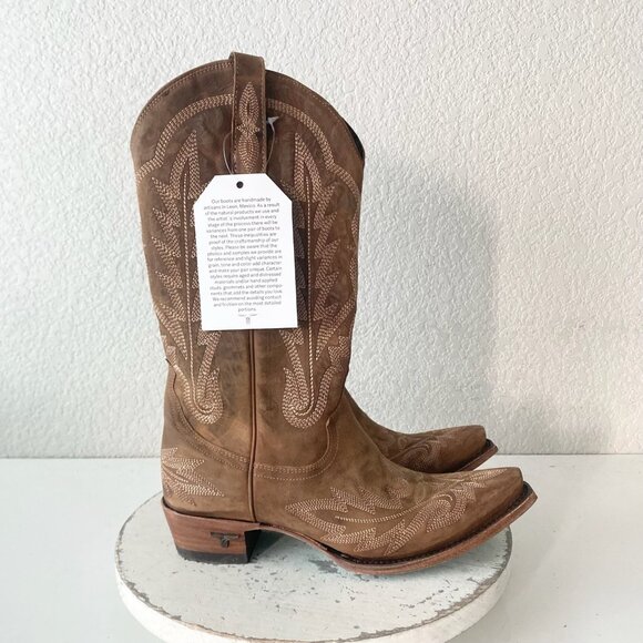 Lane LEXINGTON Womens Cowboy Boots Size 8.5 Brown Western Cowgirl Mid Calf Tall - Picture 2 of 11
